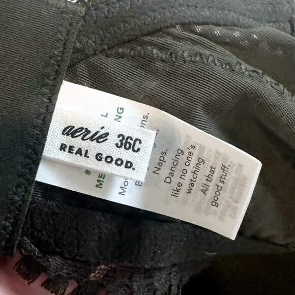 NWT Aerie Dark Green Real Power Wireless Push Up Joy Convertible Lace Bra - 36C - Picture 3 of 7